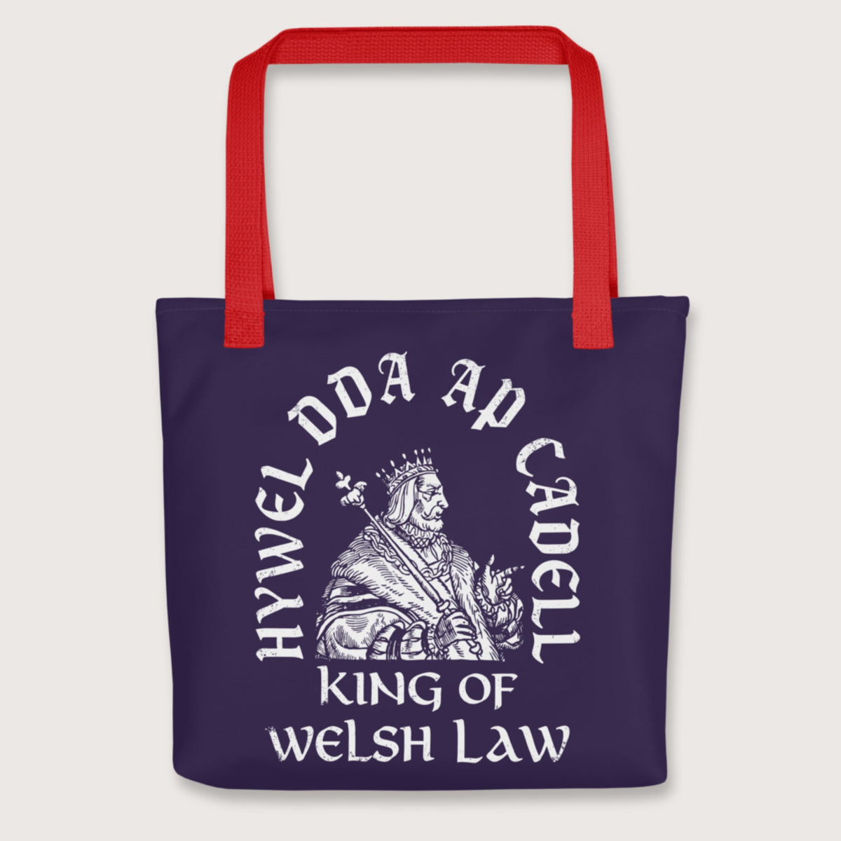 Red Hywel Dda King of Welsh Law Bag - history buff gift by HistoHead