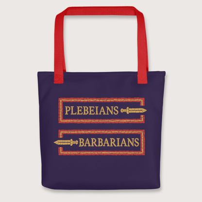 Red Mosaic Plebeians or Barbarians Bag - history buff gift by HistoHead