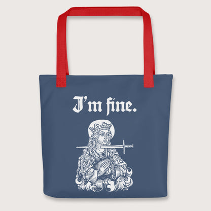 Red Saint Lucy I'm Fine Bag - history buff gift by HistoHead