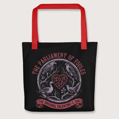 Red Chaucer Parliament of Foules Valentine Bag - history buff gift by HistoHead