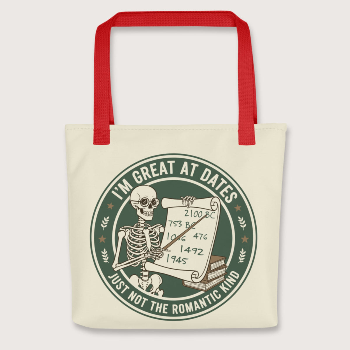 Red Great At Dates Bag - history buff gift by HistoHead