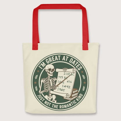 Red Great At Dates Bag - history buff gift by HistoHead