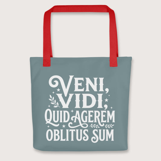Red Latin I Came I Saw I Forgot I Was Doing Bag - history buff gift by HistoHead