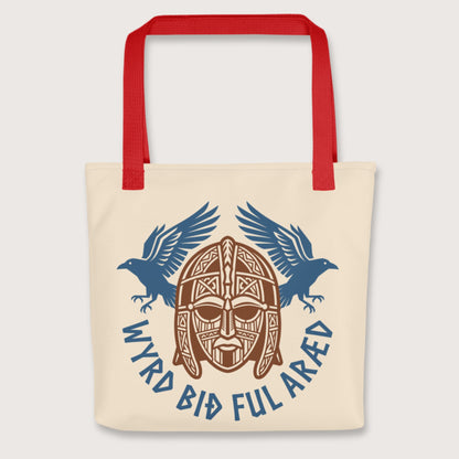Red Wyrd Bið Ful Aræd Sutton Hoo Helmet Edition Bag - history buff gift by HistoHead