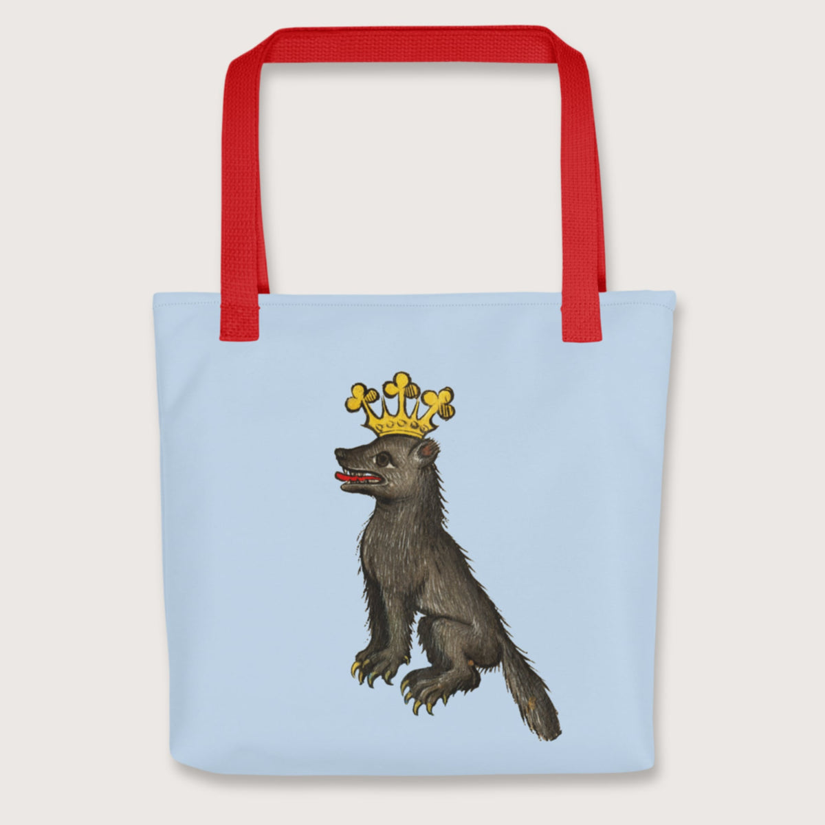 Red Medieval Wolf King Bag - history buff gift by HistoHead