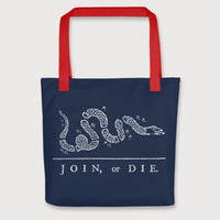 Red Join Or Die Bag - history buff gift by HistoHead