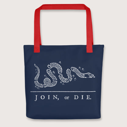 Red Join Or Die Bag - history buff gift by HistoHead