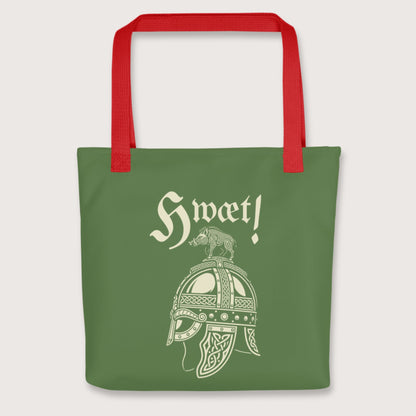 Red Hwæt Boar-Crested Helmet Bag - history buff gift by HistoHead