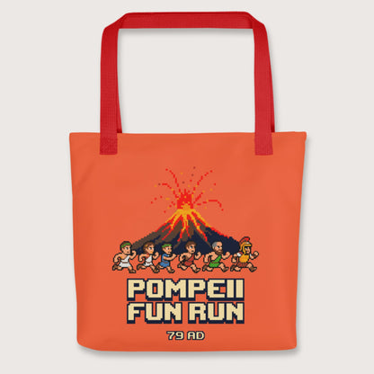 Red Pompeii Fun Run Pixel Art Bag - history buff gift by HistoHead