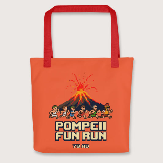 Red Pompeii Fun Run Pixel Art Bag - history buff gift by HistoHead