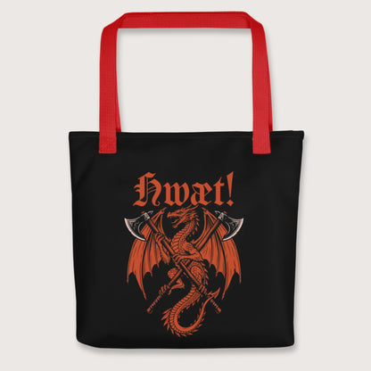 Red Hwæt Dragon Axe Bag - history buff gift by HistoHead