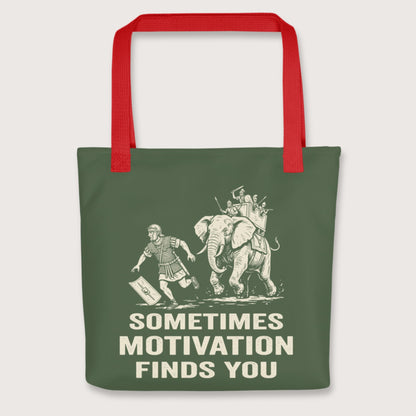 Red Motivation Finds You War Elephant Edition Bag - history buff gift by HistoHead