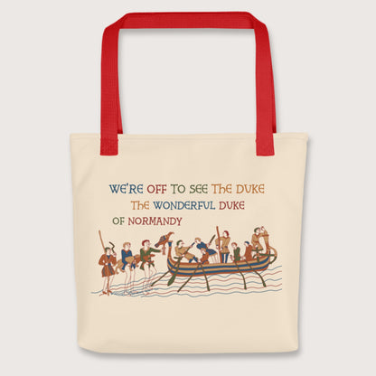 Red Bayeux Tapestry We're Off to See the Duke Bag - history buff gift by HistoHead
