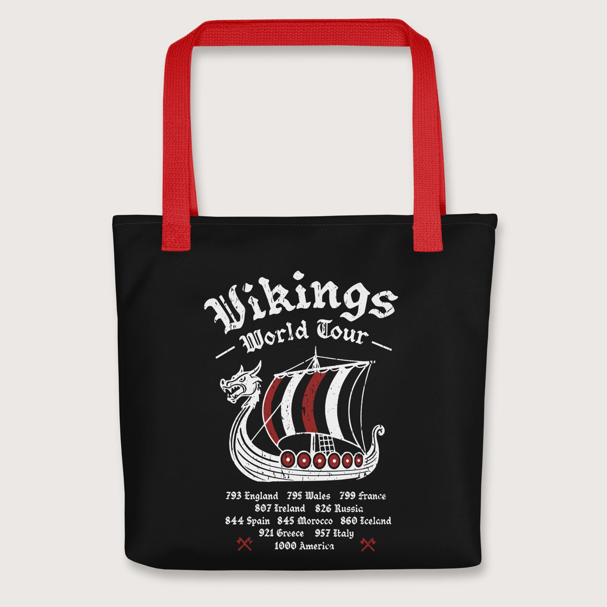 Red Vikings World Tour Bag - history buff gift by HistoHead