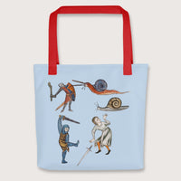 Red Medieval Marginalia Snail Enemy Bag - history buff gift by HistoHead