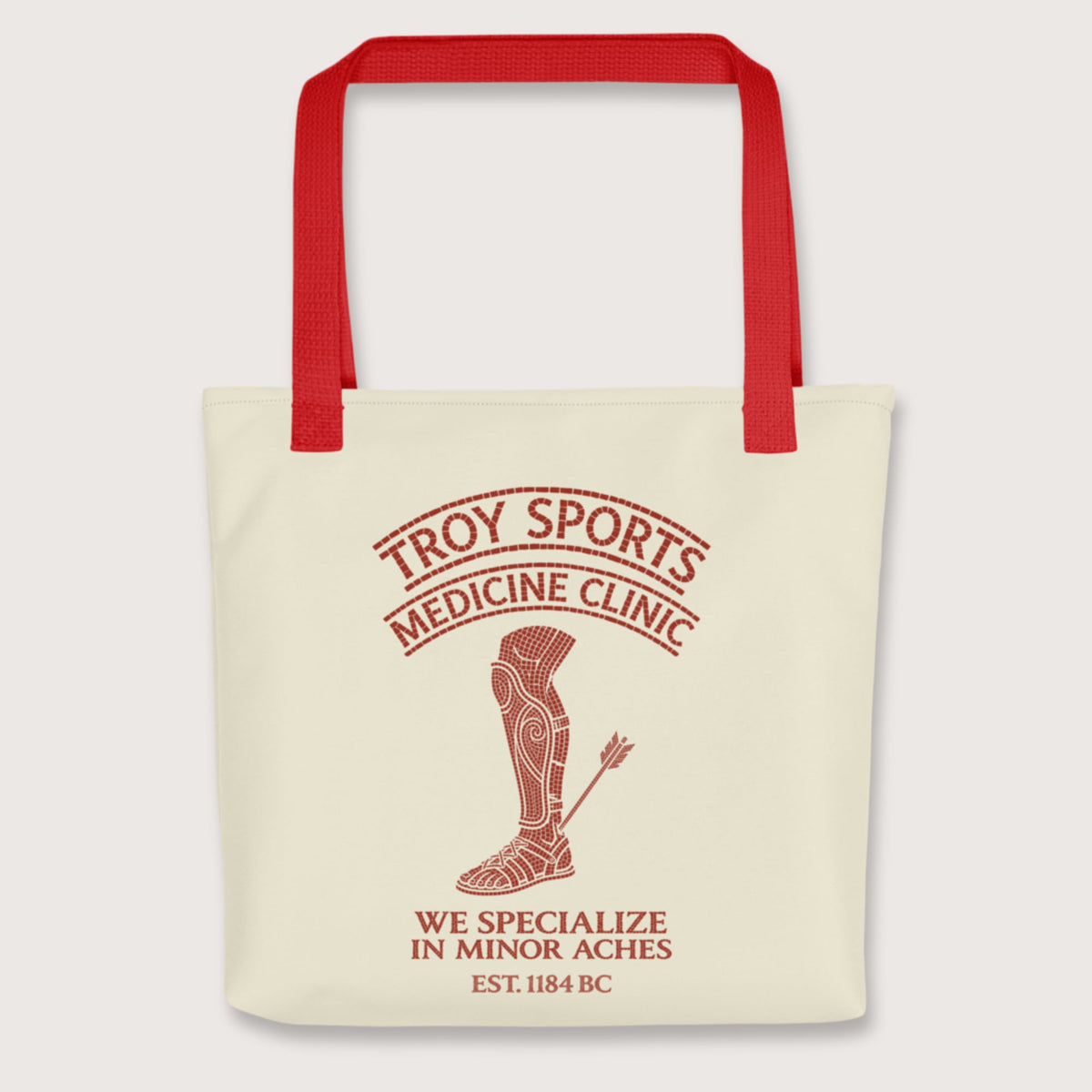 Red Troy Sports Medicine Clinic Bag - history buff gift by HistoHead