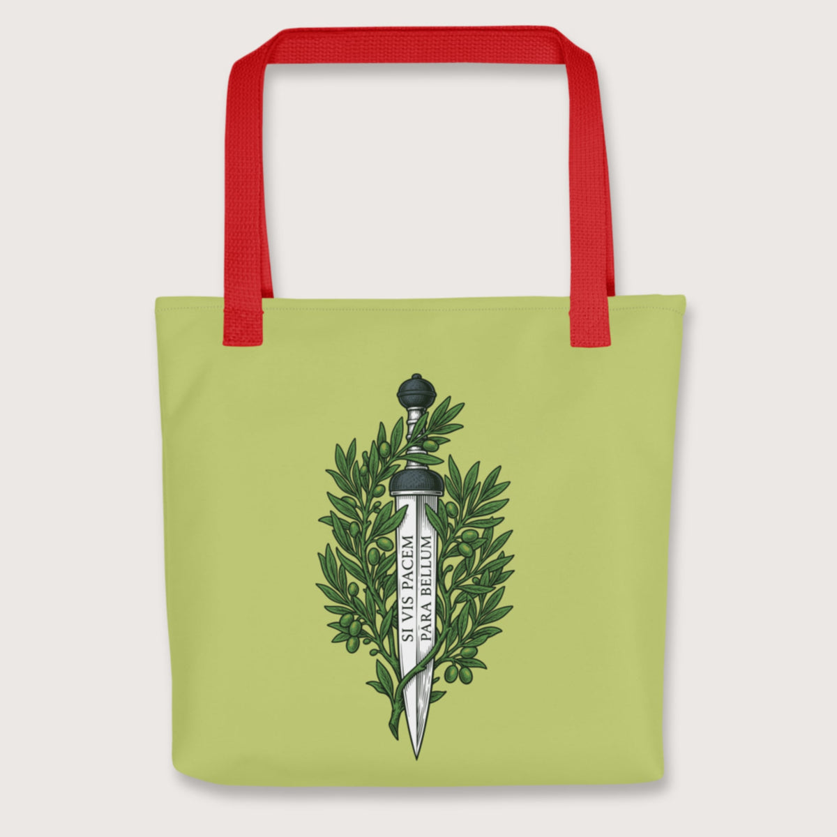Red Si Vis Pacem Para Bellum Latin Phrase Bag - history buff gift by HistoHead