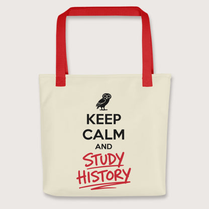 Red Keep Calm and Study History Bag - history buff gift by HistoHead