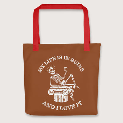 Red My Life is in Ruins Bag - history buff gift by HistoHead