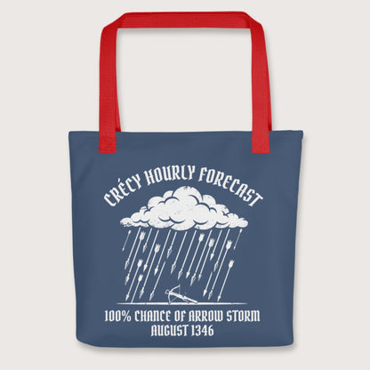 Red Crecy Arrow Storm Forecast Bag - history buff gift by HistoHead