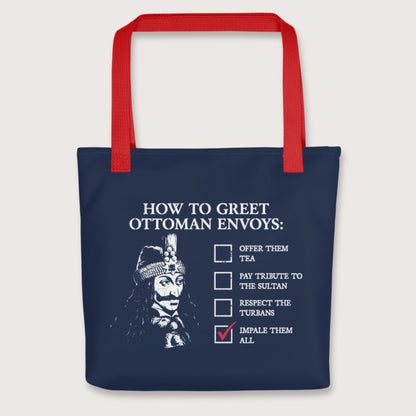Red Vlad the Impaler How to Greet Guide Bag - history buff gift by HistoHead