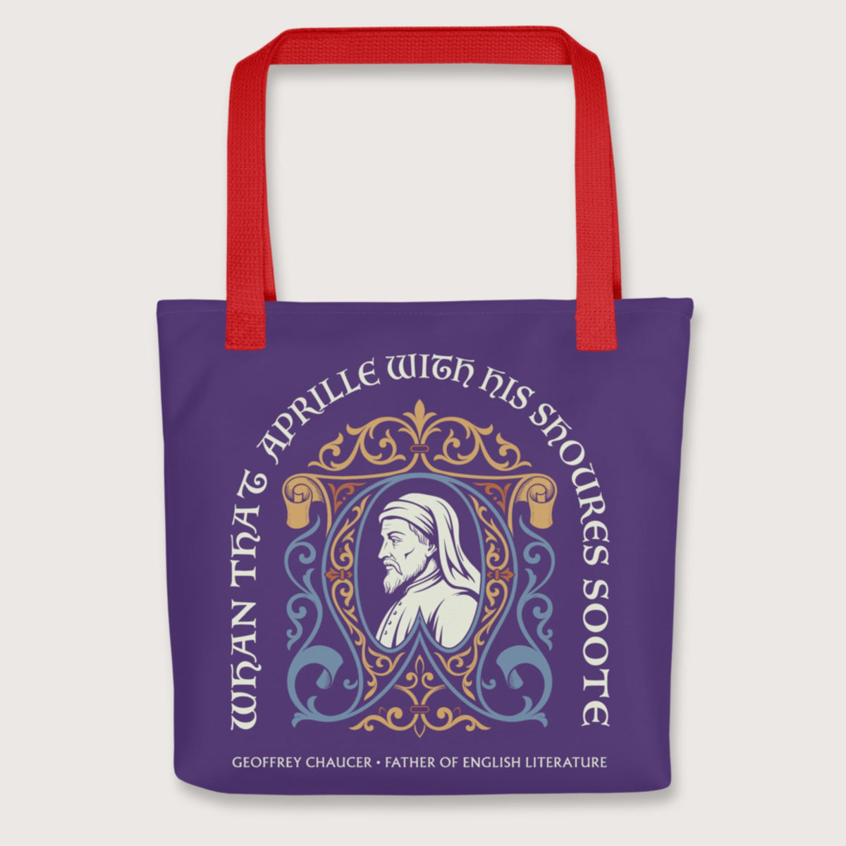 Red Geoffrey Chaucer Bag - history buff gift by HistoHead
