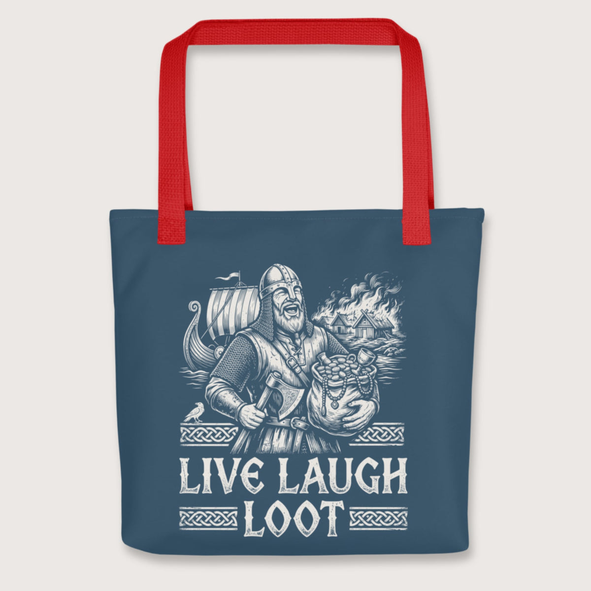 Red Live Laugh Loot Bag - history buff gift by HistoHead