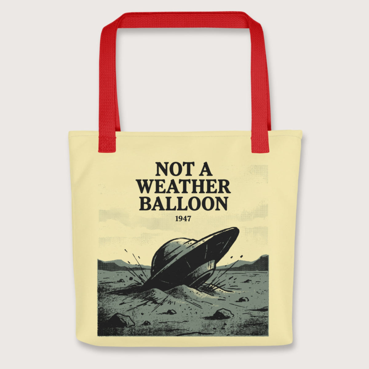 Red Roswell Weather Balloon Bag - history buff gift by HistoHead