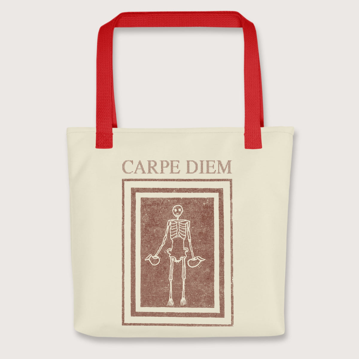 Red Carpe Diem Skeleton Bag - history buff gift by HistoHead