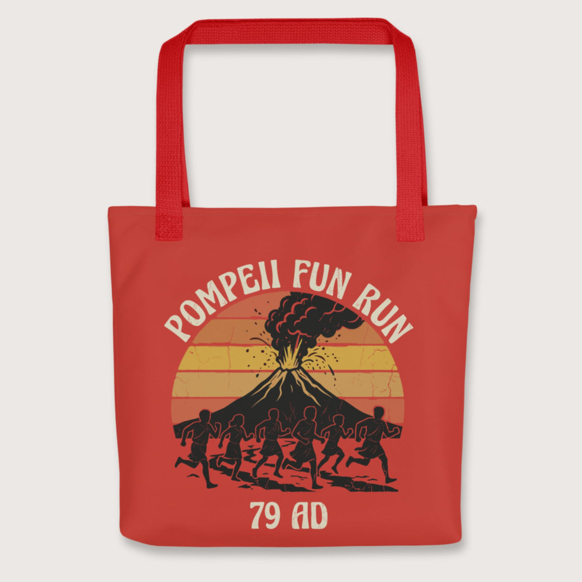 Red Pompeii Fun Run Retro Bag - history buff gift by HistoHead