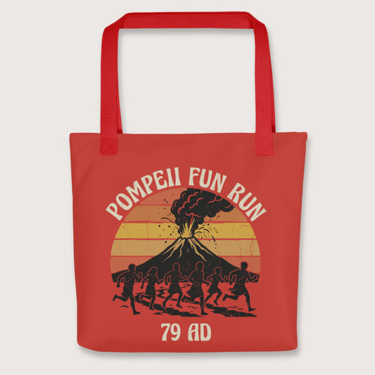 Red Pompeii Fun Run Retro Bag - history buff gift by HistoHead