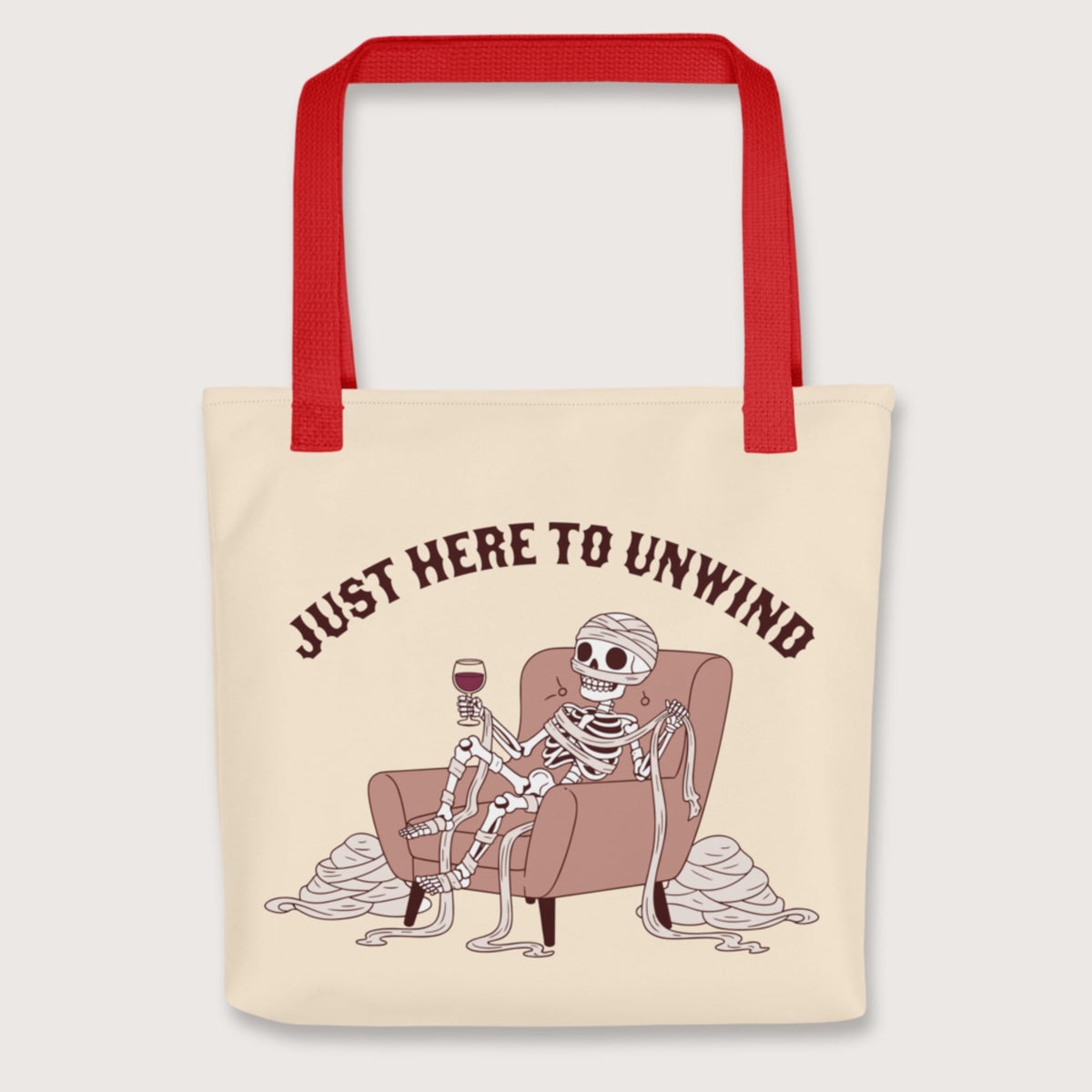 Red Just Here to Unwind Bag - history buff gift by HistoHead