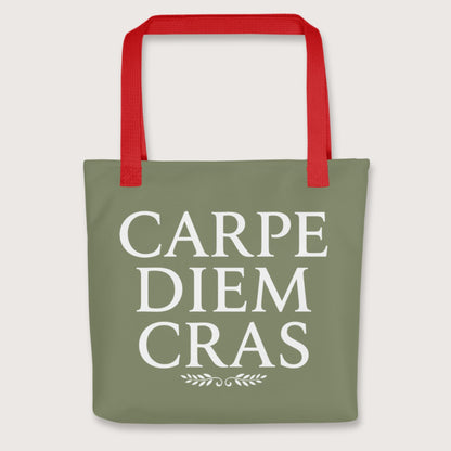 Red Seize the Day Tomorrow in Latin Bag - history buff gift by HistoHead