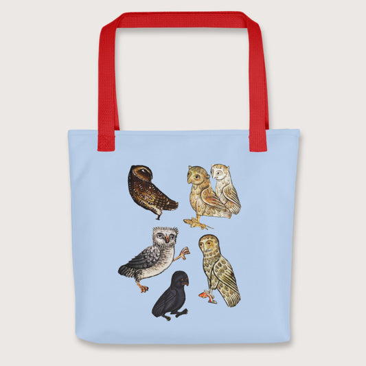 Red Weird Medieval Owls Bag - history buff gift by HistoHead