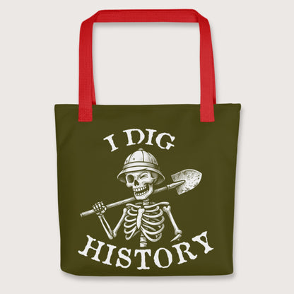 Red I Dig History Bag - history buff gift by HistoHead