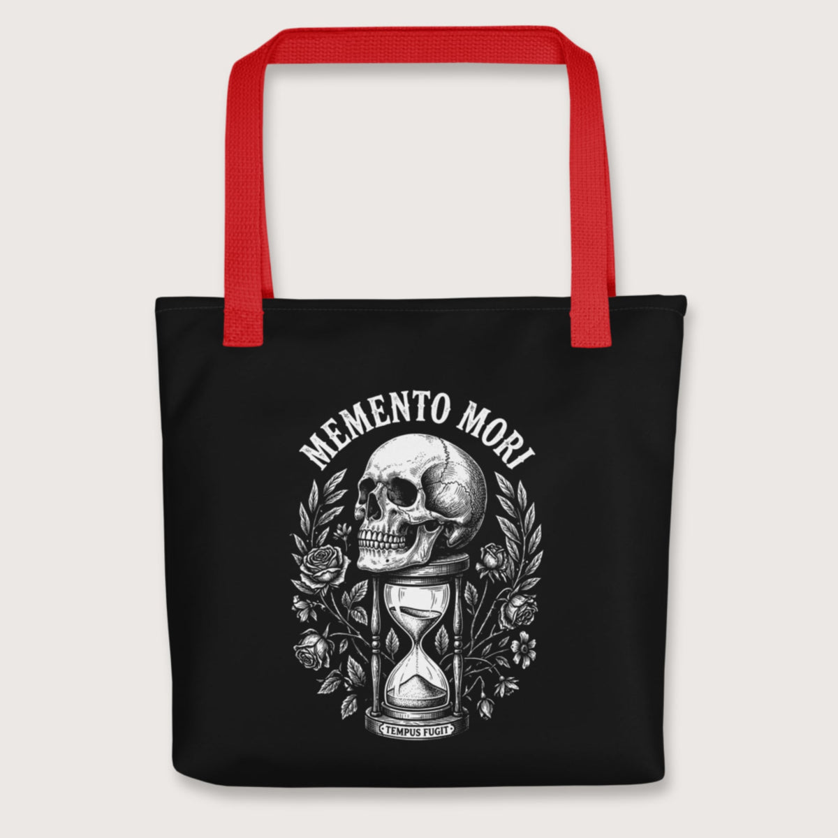 Red Memento Mori Tempus Fugit Bag - history buff gift by HistoHead