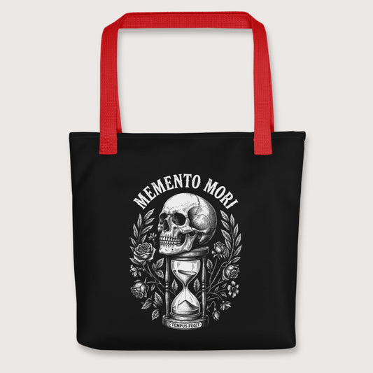 Red Memento Mori Tempus Fugit Bag - history buff gift by HistoHead