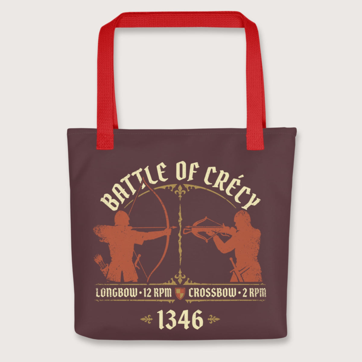 Red Battle of Crecy 1346 Bag - history buff gift by HistoHead