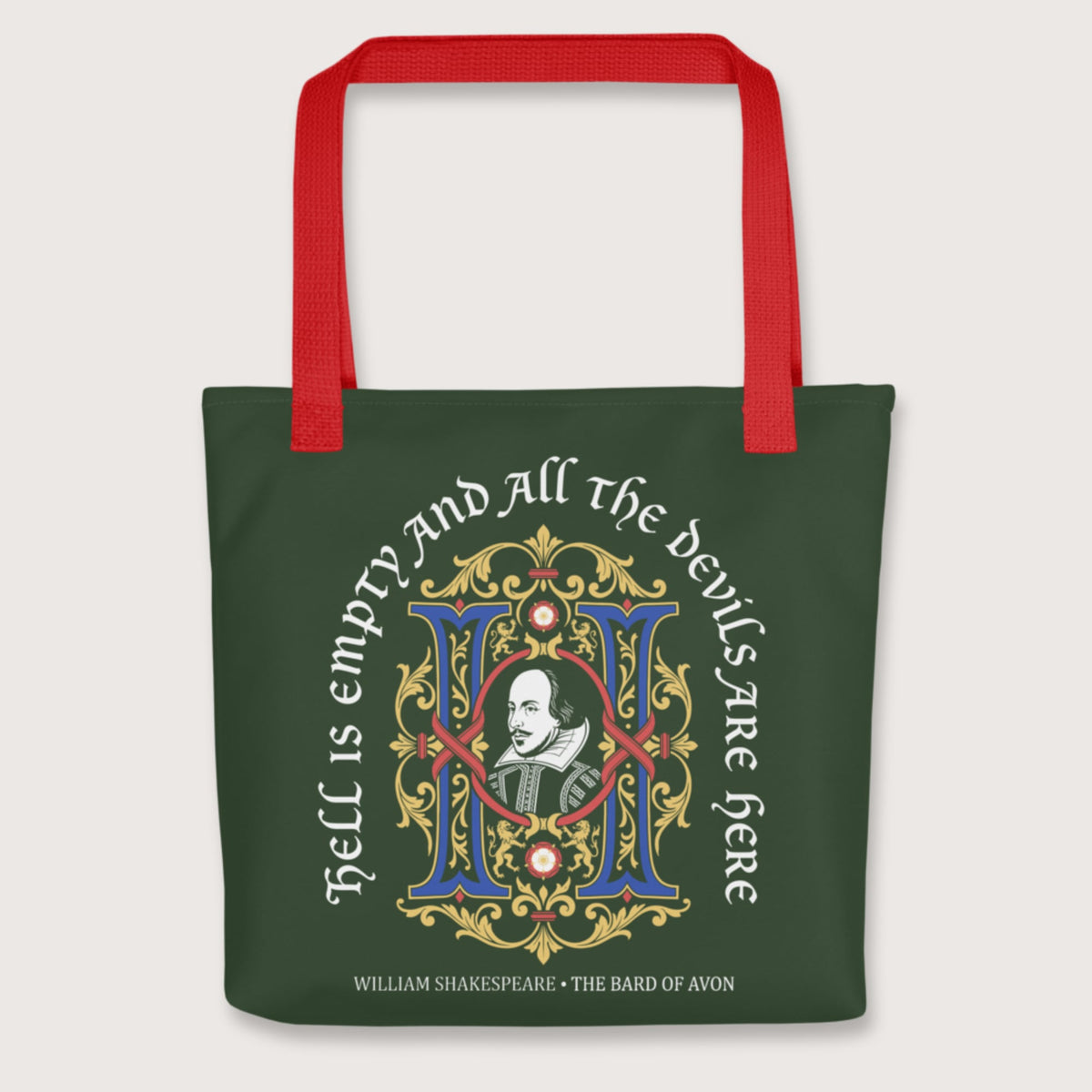 Red Shakespeare Hell Is Empty Bag - history buff gift by HistoHead