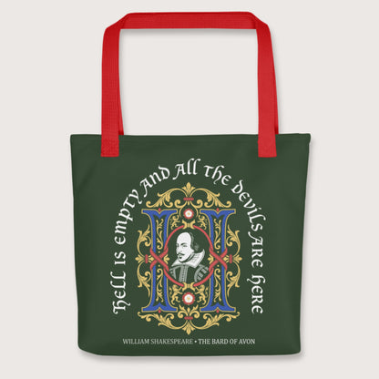 Red Shakespeare Hell Is Empty Bag - history buff gift by HistoHead