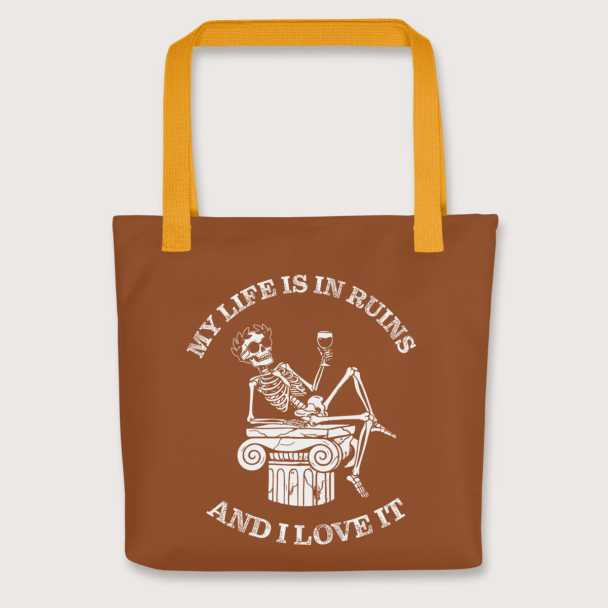 Yellow My Life is in Ruins Bag - history buff gift by HistoHead