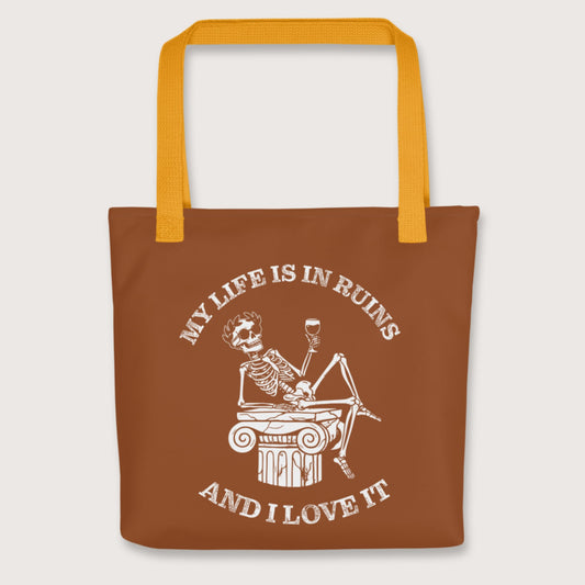 Yellow My Life is in Ruins Bag - history buff gift by HistoHead