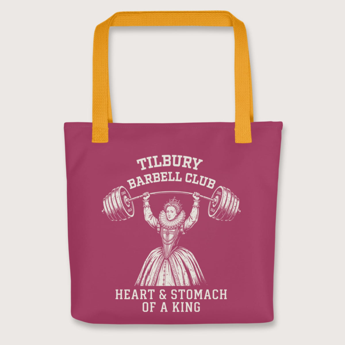 Yellow Elizabeth I Tilbury Barbell Club Bag - history buff gift by HistoHead