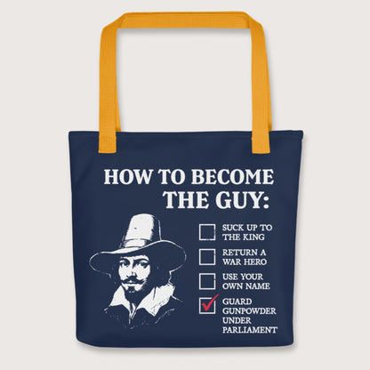Yellow Guy Fawkes How to Become the Guy Bag - history buff gift by HistoHead