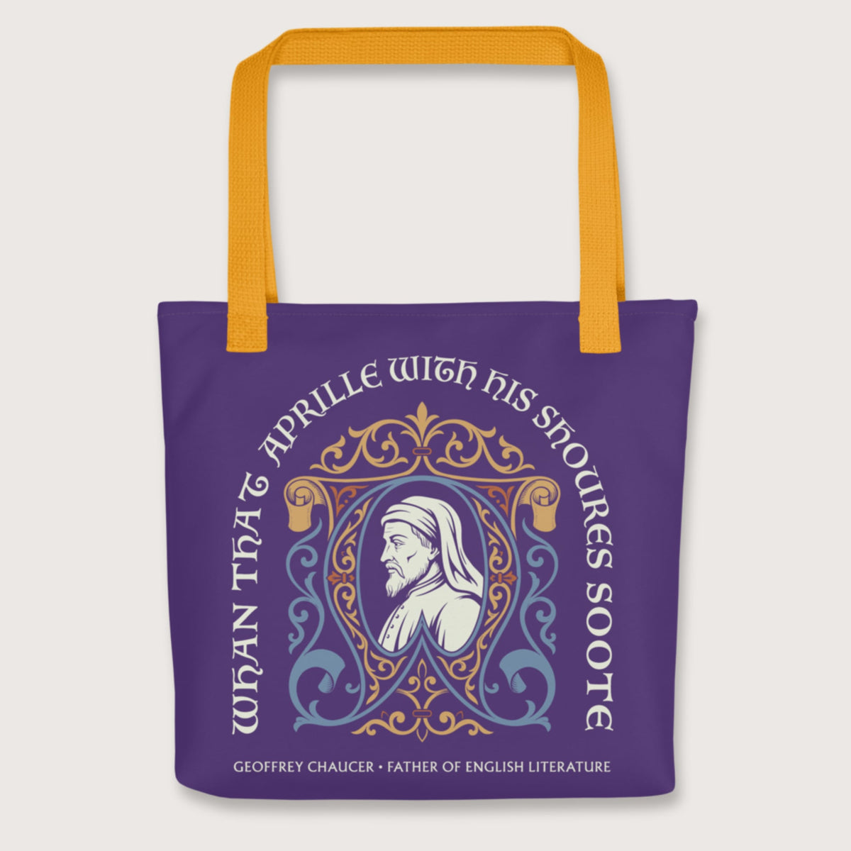 Yellow Geoffrey Chaucer Bag - history buff gift by HistoHead