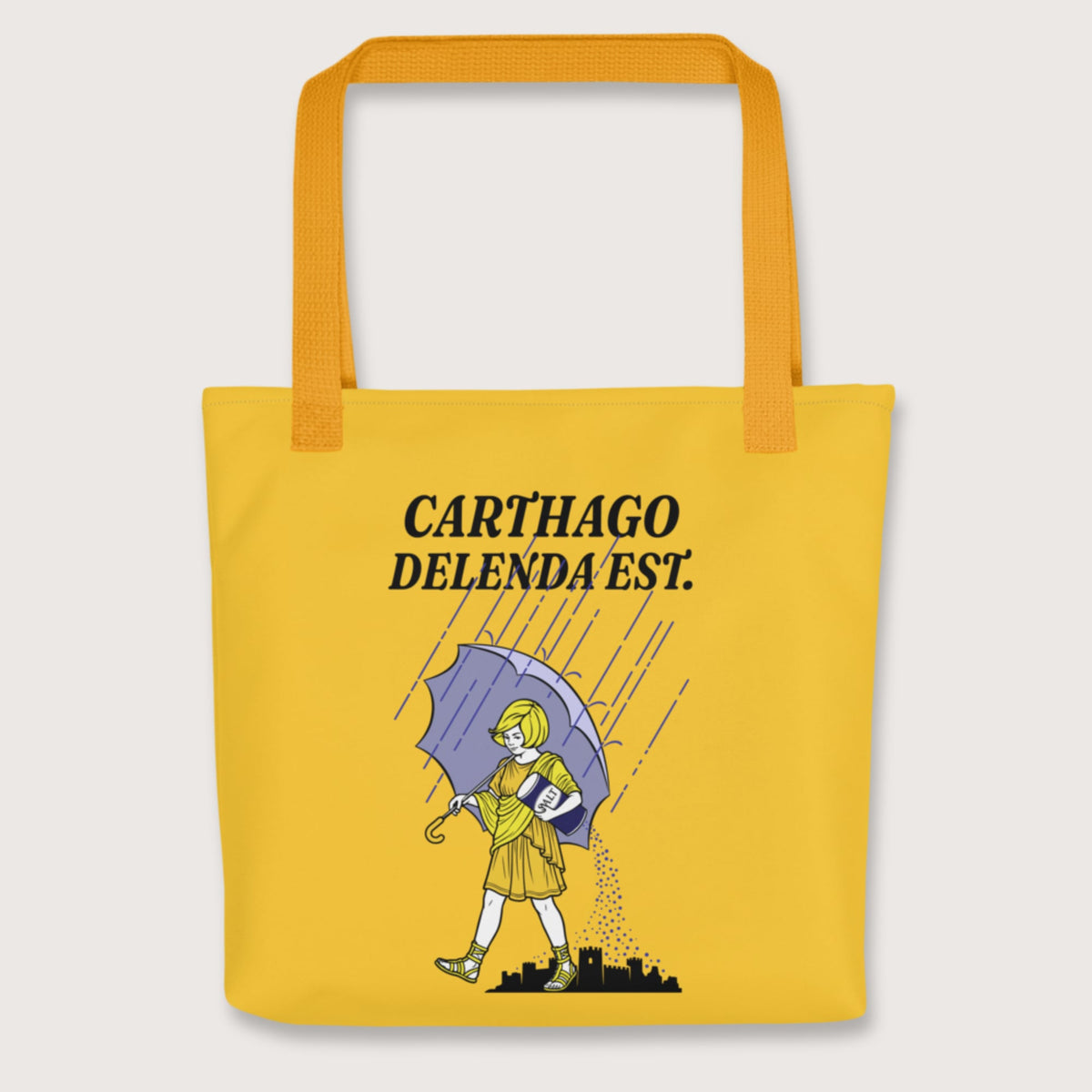 Yellow Carthago Delenda Est Salt Girl Bag - history buff gift by HistoHead