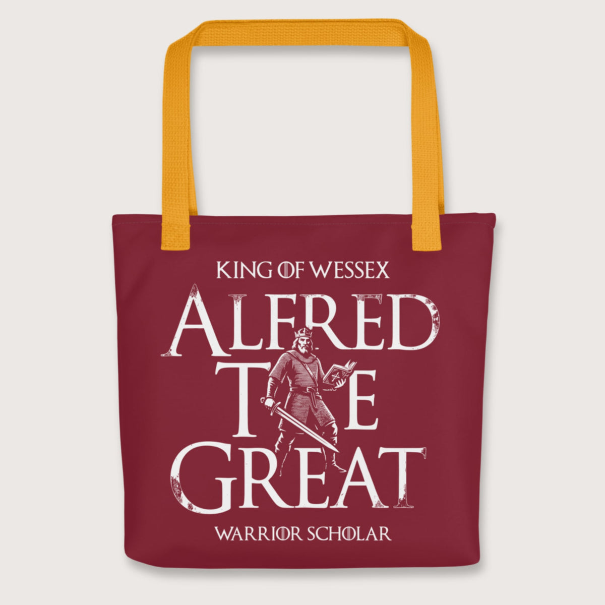 Yellow Alfred the Great Scholar King Bag - history buff gift by HistoHead