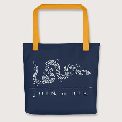 Yellow Join Or Die Bag - history buff gift by HistoHead