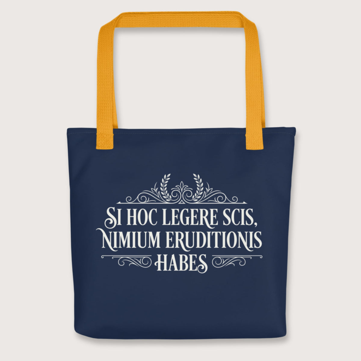 Yellow If You Can Read This You Have Too Much Education in Latin Bag - history buff gift by HistoHead