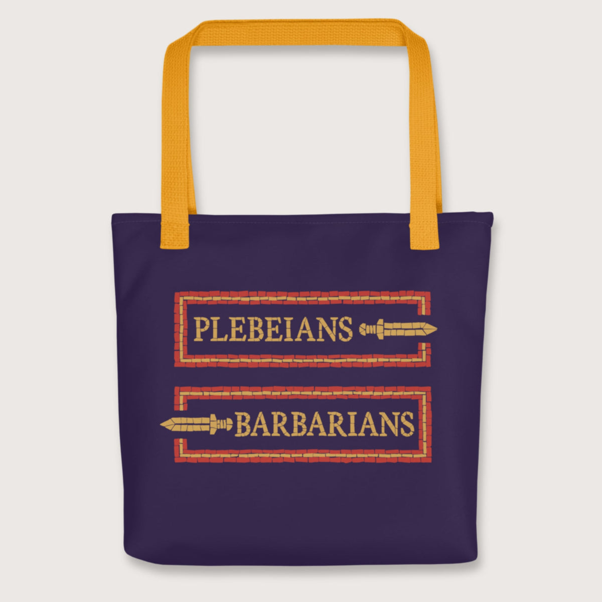 Yellow Mosaic Plebeians or Barbarians Bag - history buff gift by HistoHead